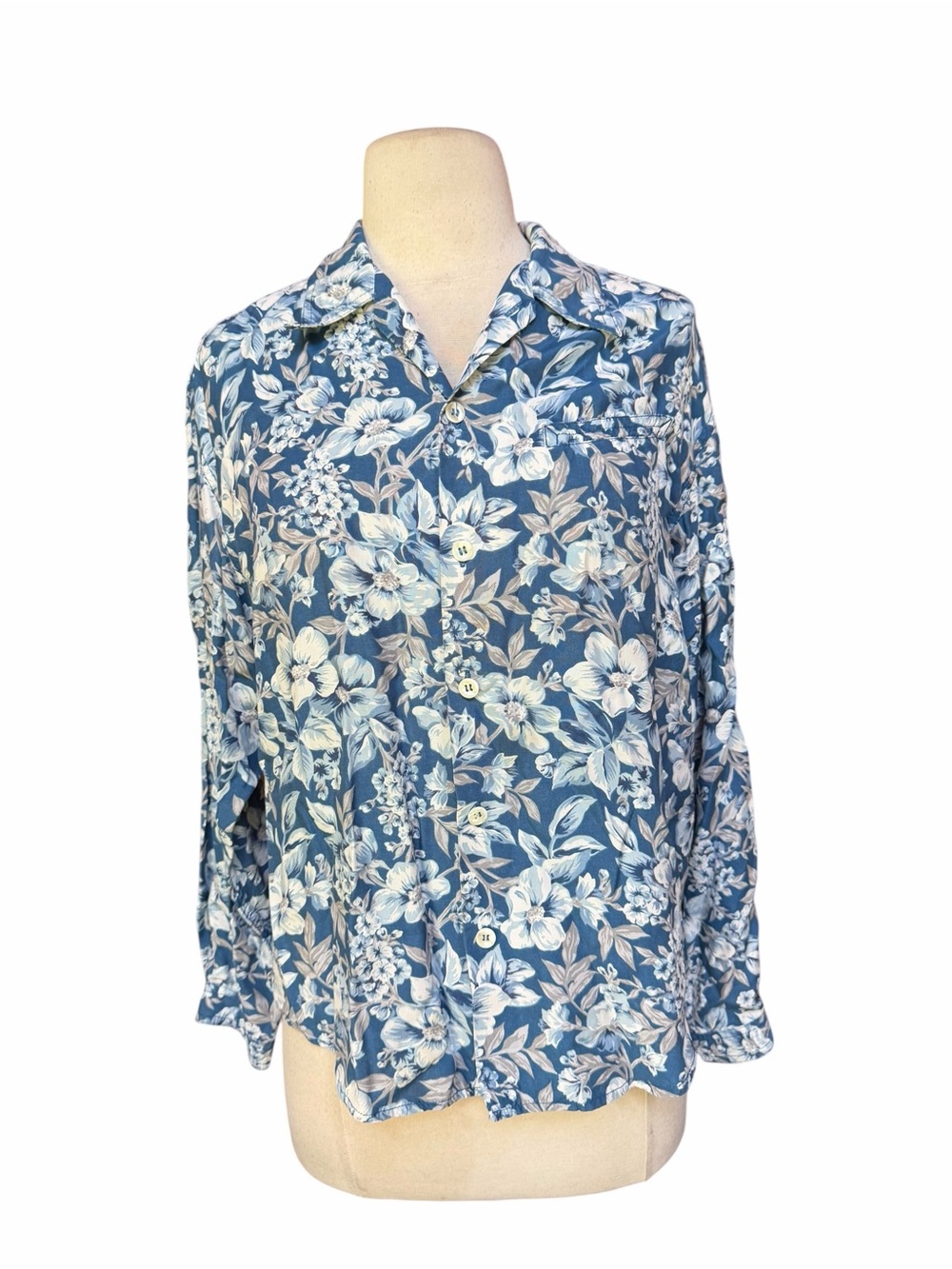 1990s Lizwear by Liz Claiborne 100% Lightweight Cotton Calico Floral Button Fron